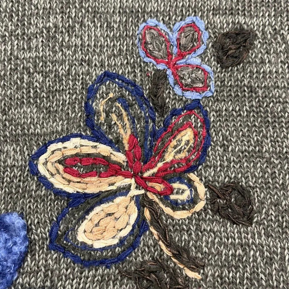 Koret Women’s Floral Wool Blend Embroidery Knit Sweater Green Sz XL Grannycore - Picture 4 of 10